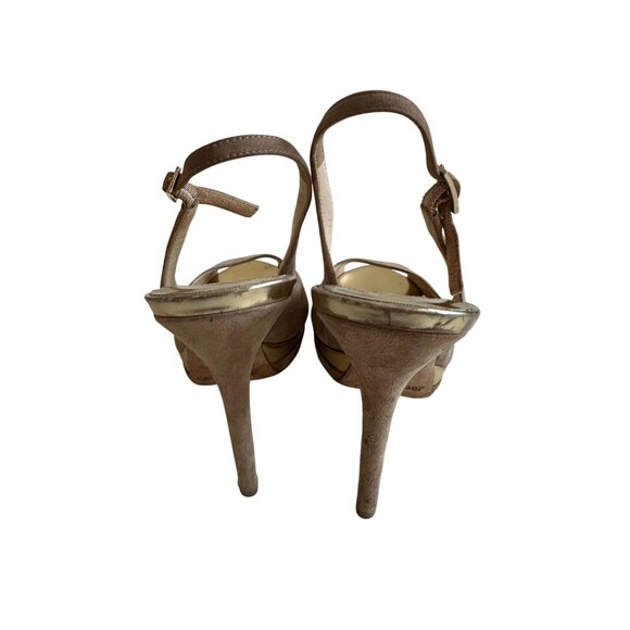 JIMMY CHOO Tan Beige Suede Slingback Heels Size 35.5/5.5 - Picture 5 of 8